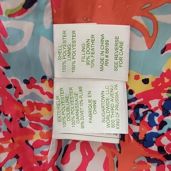 Lilly Pulitzer Navy Blue Down Feather Puffer Vest Small Floral Lining - Picture 8 of 10